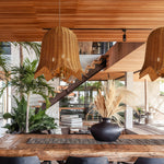 Artisan Rattan Pendant Light with Iron Frame – Japanese Wabi-Sabi Ceiling Lamp