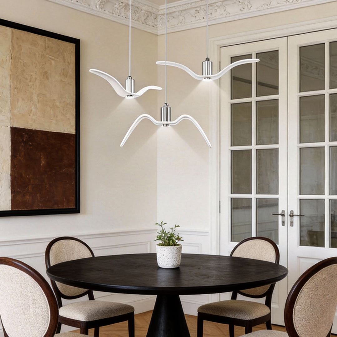Wing Pendant Light Modern Seagull LED Metal Hanging Lamp
