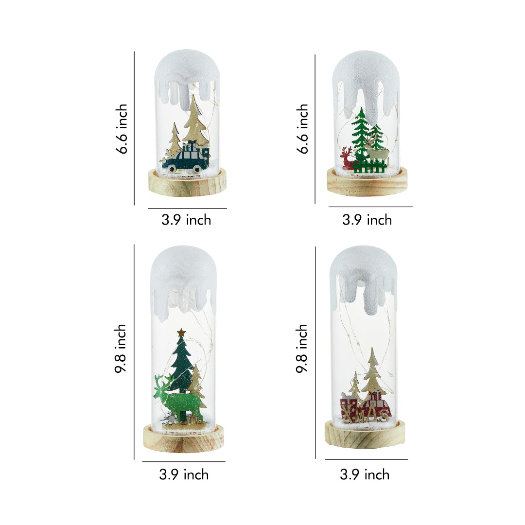 Nordic Snow Scene Table Lamp with Wooden Base and Warm LED Light