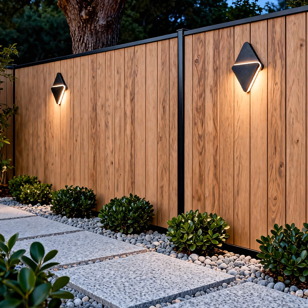 Geometric Outdoor Wall Sconce in Black Aluminum, IP54 Waterproof LED