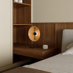 Modern Wood Table Lamp with Warm LED Light for Bedroom and Living Room