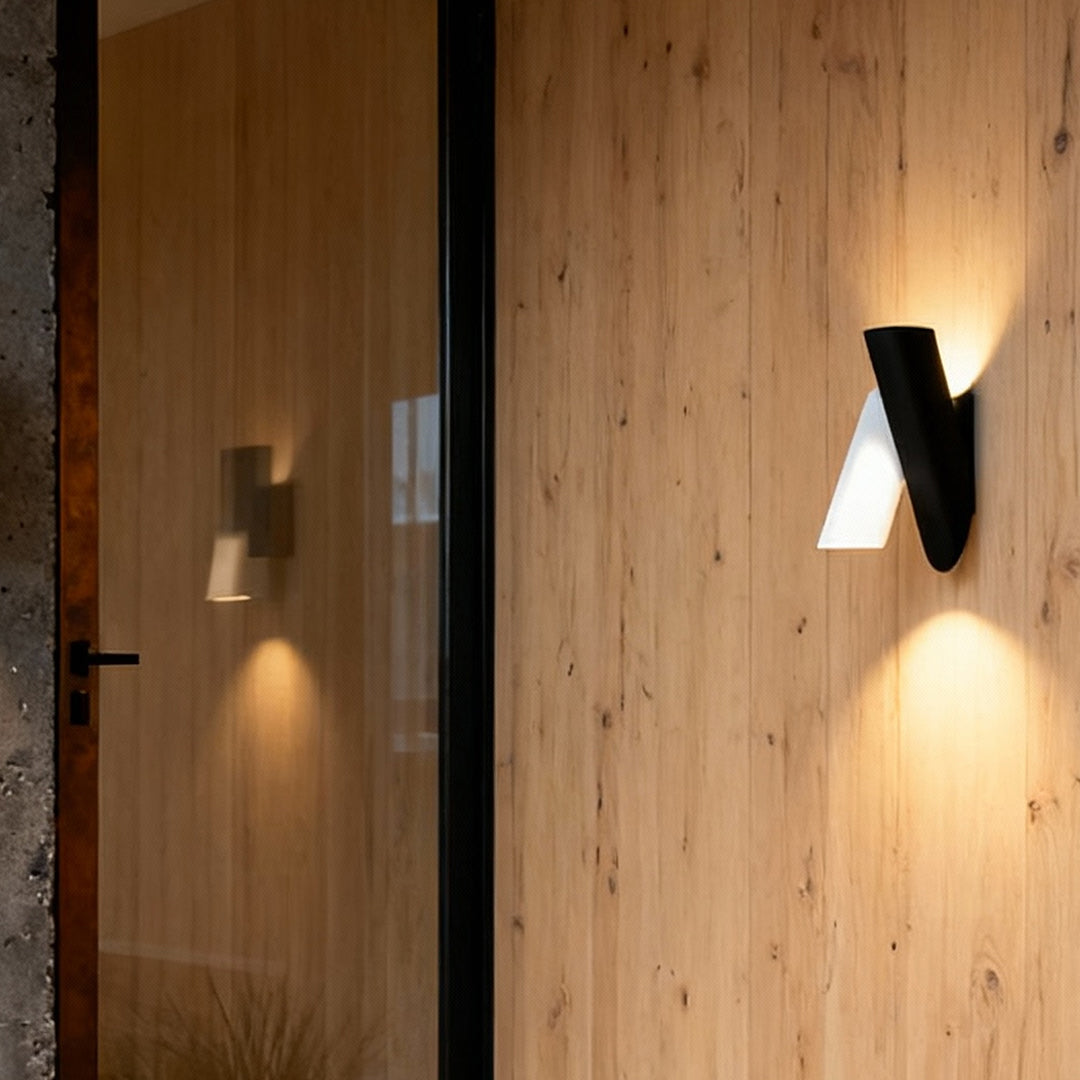 Geometric Up and Down Outdoor Wall Light in Stainless Steel