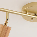 Walnut Wood LED Track Ceiling Light with Rotating Spotlights