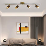 Walnut Wood LED Track Ceiling Light with Rotating Spotlights