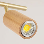 Walnut Wood LED Track Ceiling Light with Rotating Spotlights