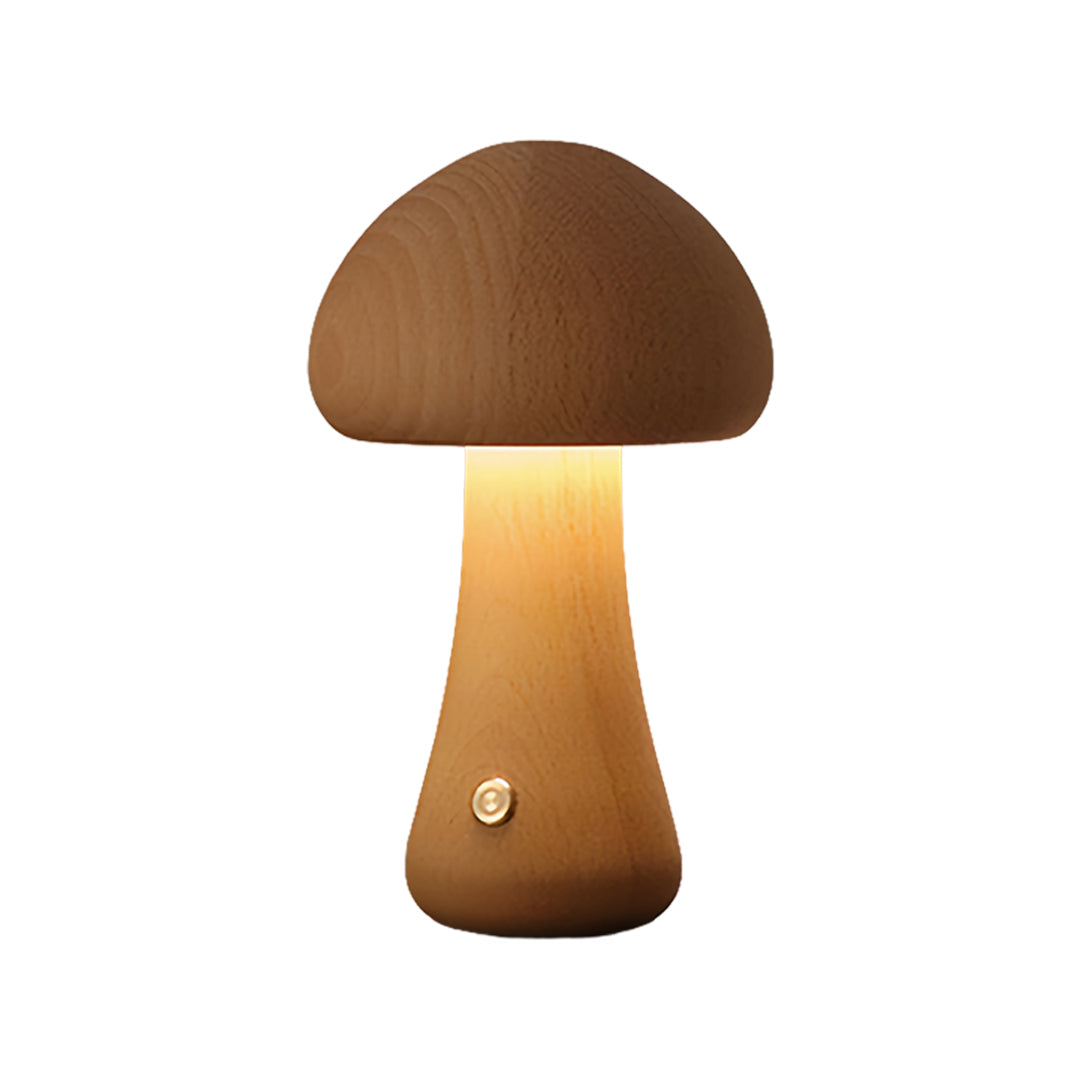 Aurora Wooden Mushroom Table Lamp with Touch Dimming
