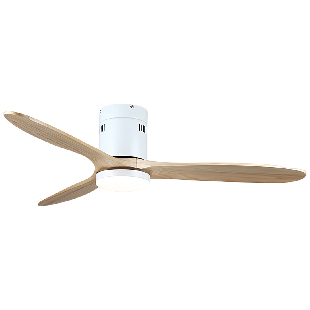 Aria Wooden Ceiling Fan with Integrated LED Light – Modern Flush Mount Fandelier