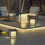 Solar-Powered Floor Lamp with Side Table – Modern Outdoor Lighting