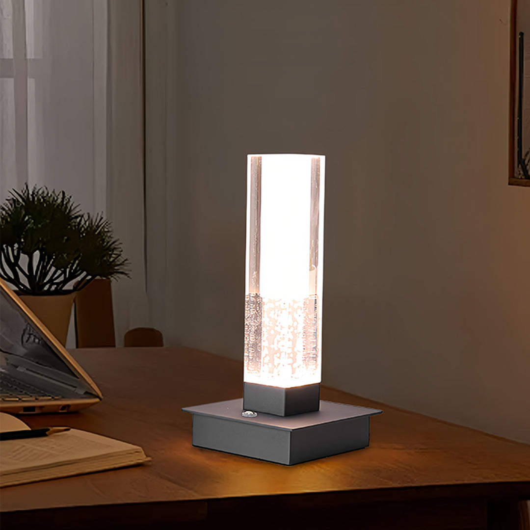 Cordless Square Table Lamp with Dimmable LED – Modern Nightstand Light
