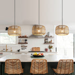 Handwoven Bamboo Rattan Pendant Light – Japanese Minimalist Ceiling Lamp for Dining & Living Spaces
