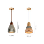 Wabi-Sabi Wood Pendant Light with Cement Accent, Adjustable Hanging