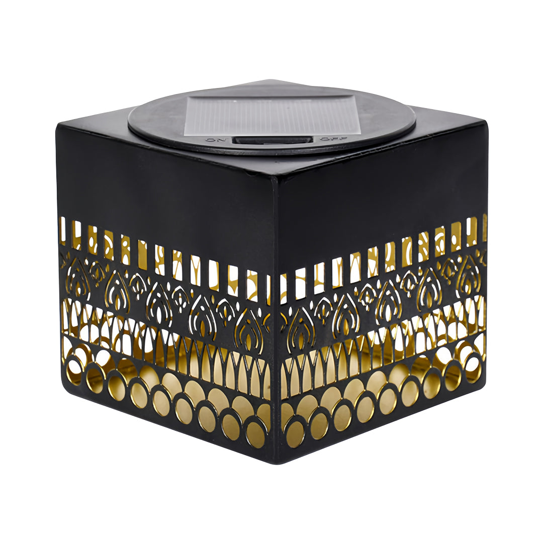 Artisan Wrought Iron Solar Wall Sconce with Lattice Shade