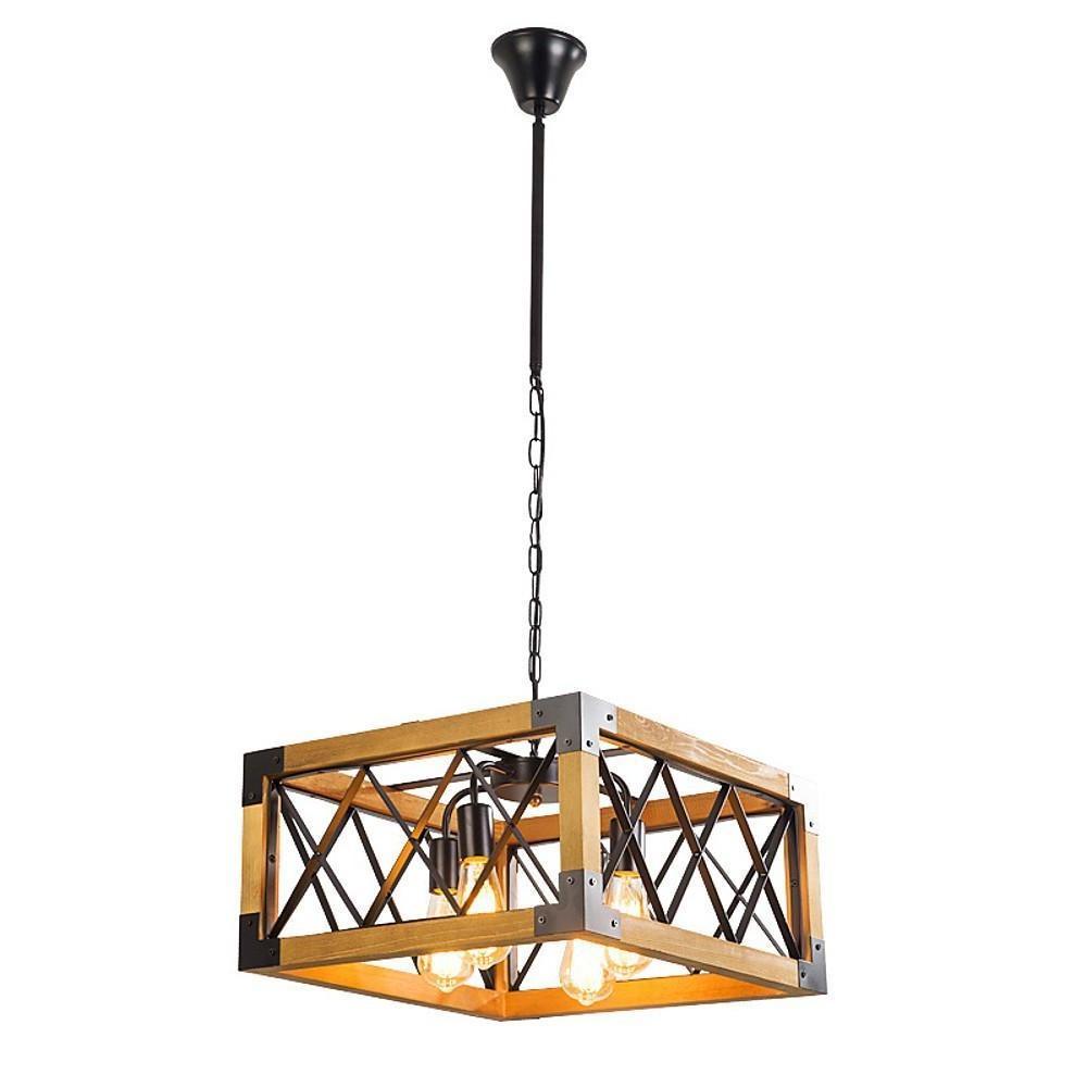 Rustic Industrial Linear Chandelier For Dining Rooms Farmhouse Rectangular Square Light Fixture