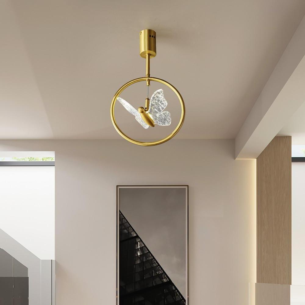 Butterfly Ring Led Nordic Ceiling Light Semi Flush Mount Ceiling Light With Acrylic Lampshade