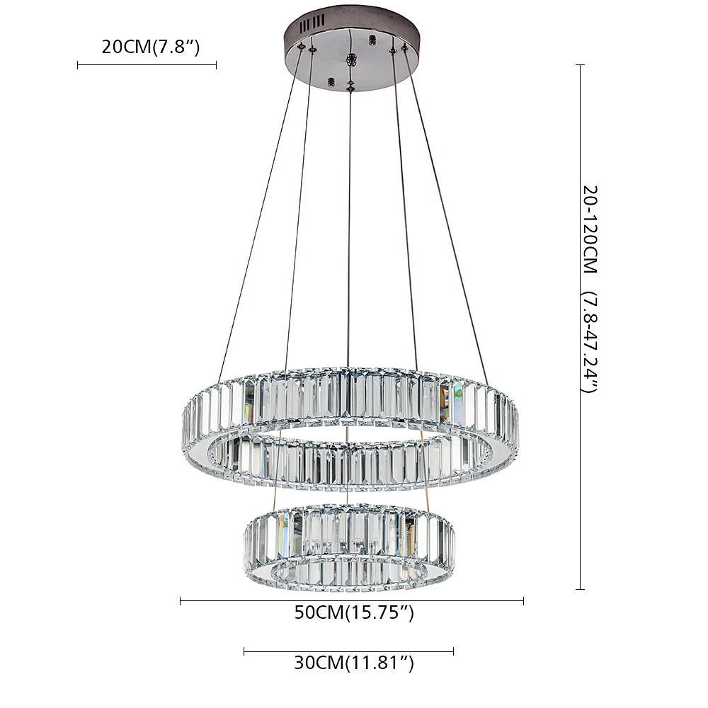 2 Ring Regular Shape Steel Crystal Led Chandelier