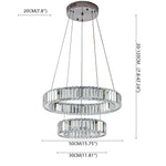 2 Ring Regular Shape Steel Crystal Led Chandelier