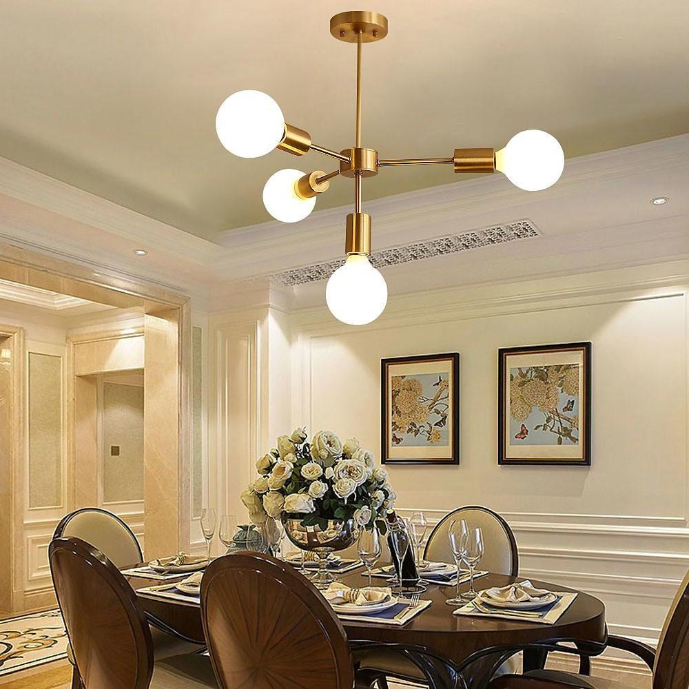 Luxurious Gold 4 Light Pendant Light Modern 27 Ceiling Fixture