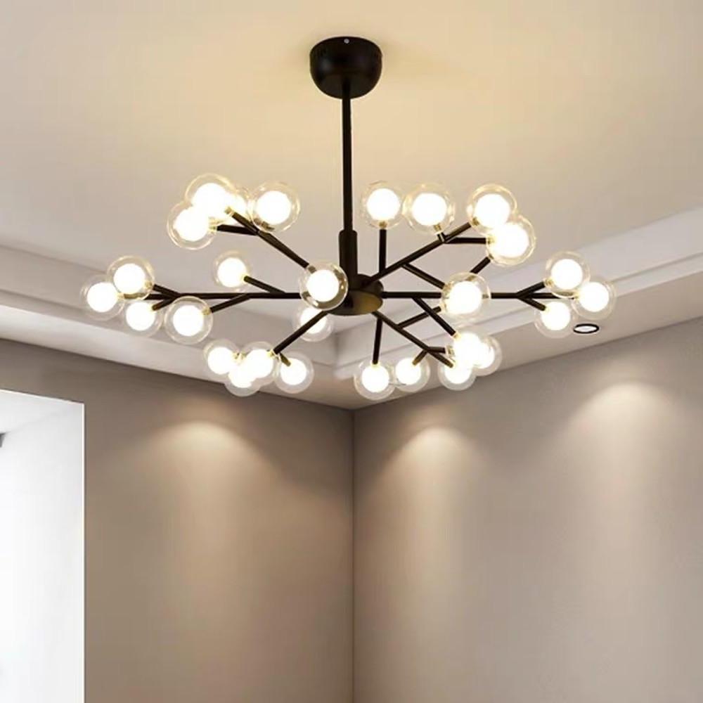 Novelty Iron Chandelier With 30 Light Glass Orbs Bubble 33 Wide Led Lighting