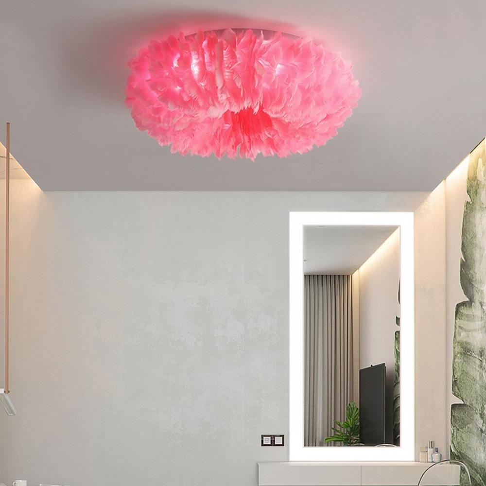 Aurelia Round Feather LED Flush Mount Ceiling Light – Nordic-Inspired Ambient Illumination