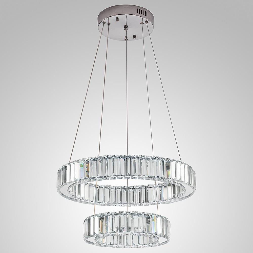 2 Ring Regular Shape Steel Crystal Led Chandelier