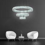Modern 3 Tiers Circles Suspended Chandelier With Crystal Accents