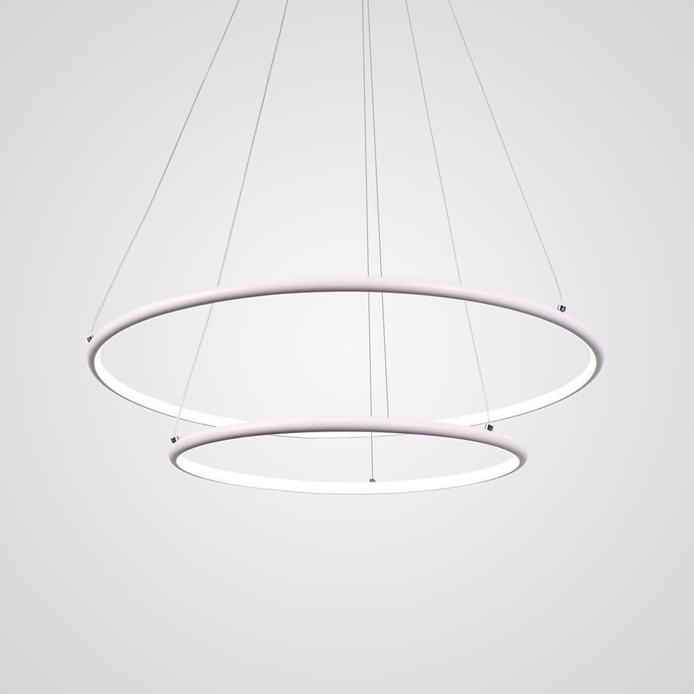 Modern Led Chandelier Minimalist 2 Ring Geometric Lights With Adjustable Height