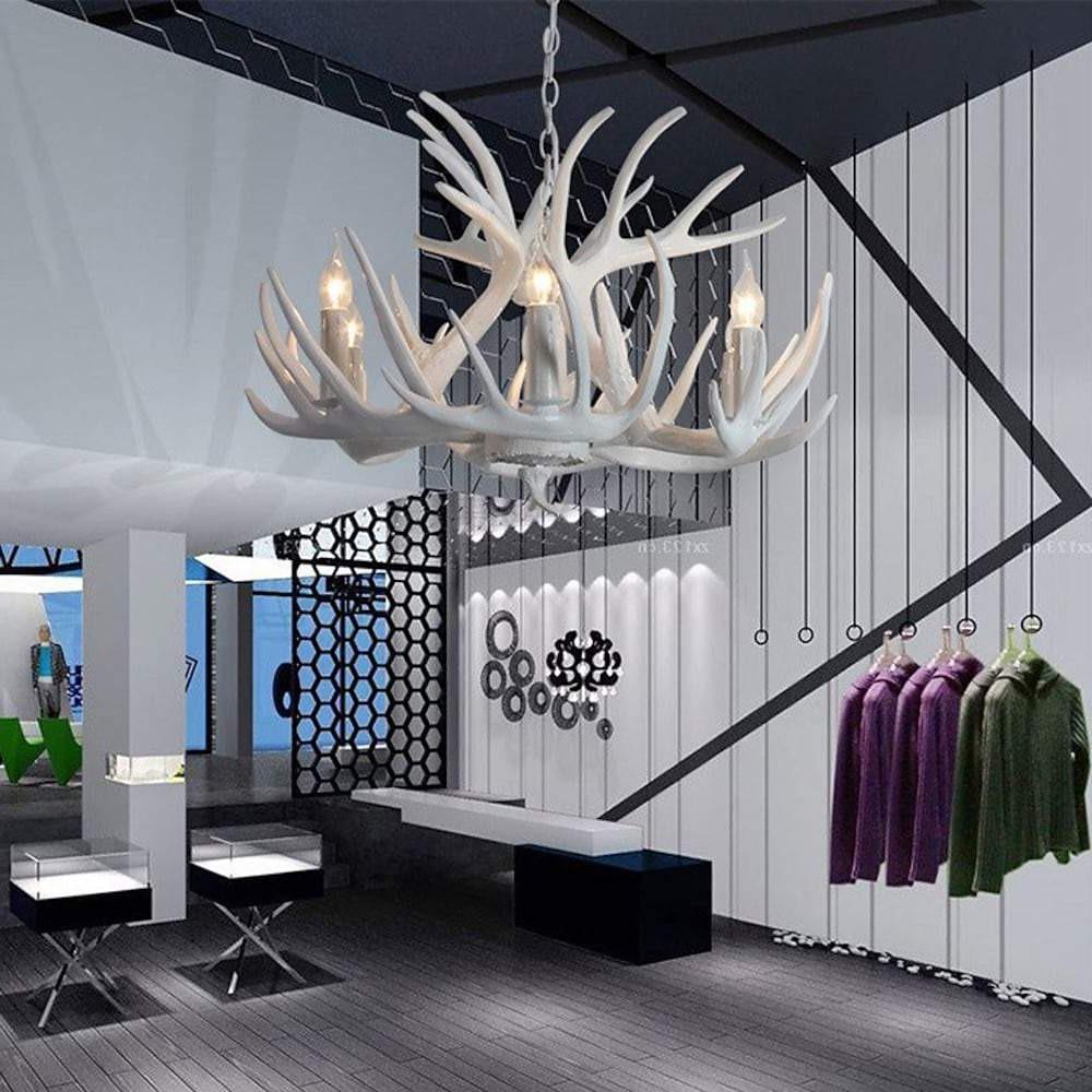 Vintage Antler Chandelier With Candle Lights 4 6 8 Lights