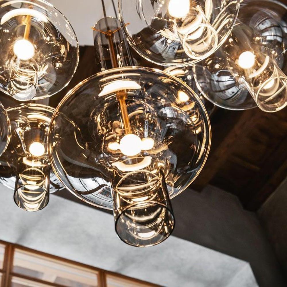 Lumen Glass Pendant Light in Smoke and Clear for Modern Interiors
