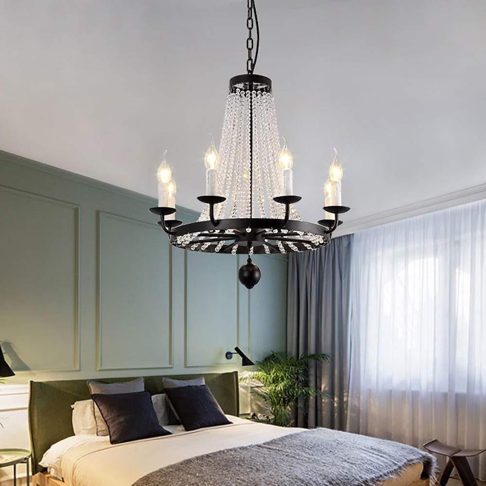 Empire Wagon Wheel Chandelier 8 10 12 Candle Lights 20 Adjustable Chain Crystal Accents