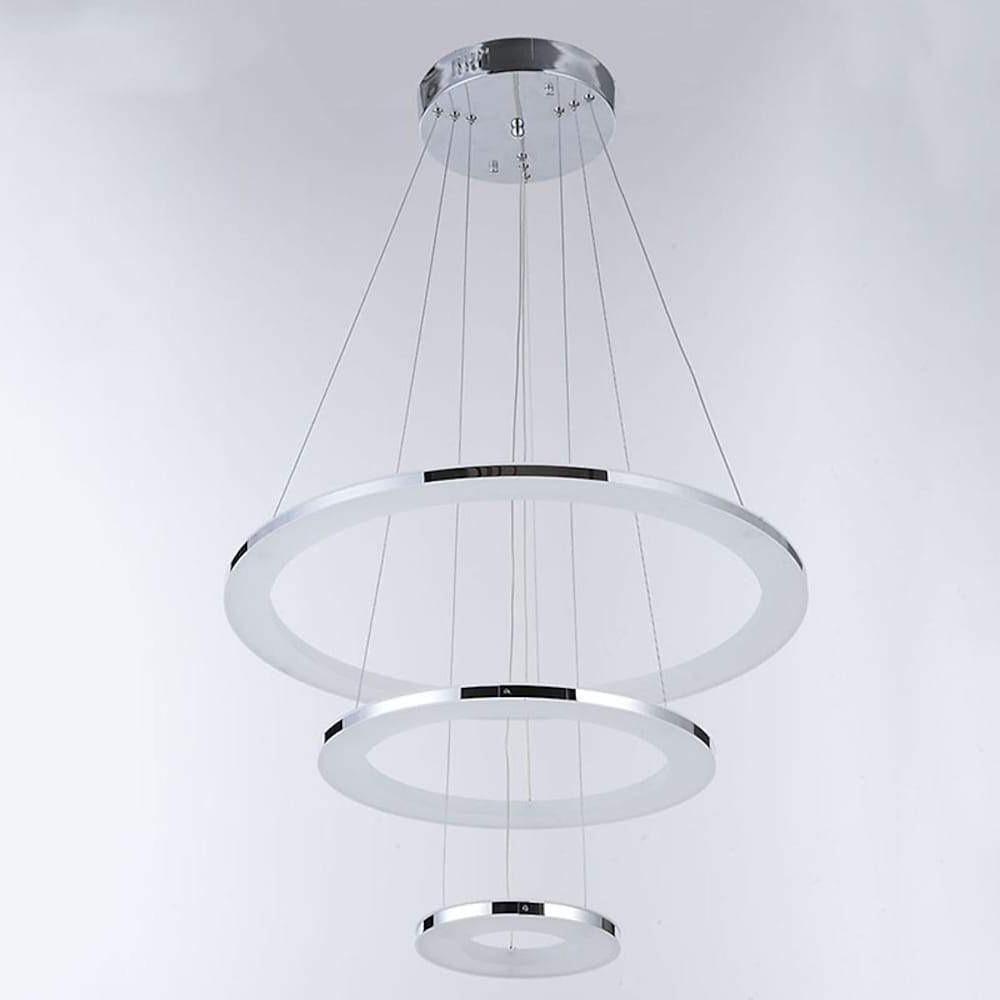 Adjustable Led 3 Ring Chandelier Modern 24Inch Hanging Ceiling Light