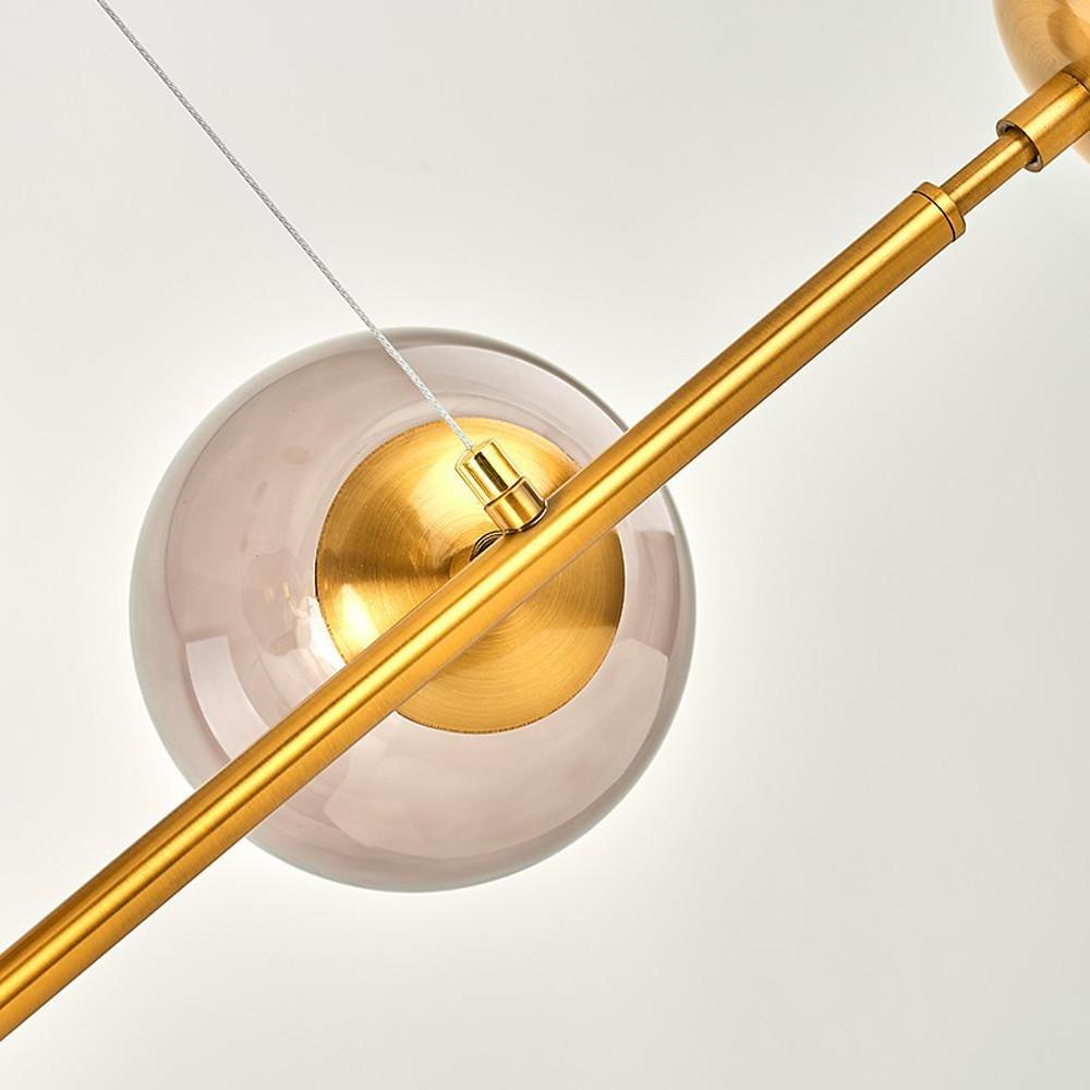 Aurora Linear Glass Globe Chandelier in Gold for Modern Dining Rooms