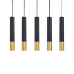 Elongated Cylinder Black And Gold Metal Shade Led Modern Pendant Light Island Hanging Lights