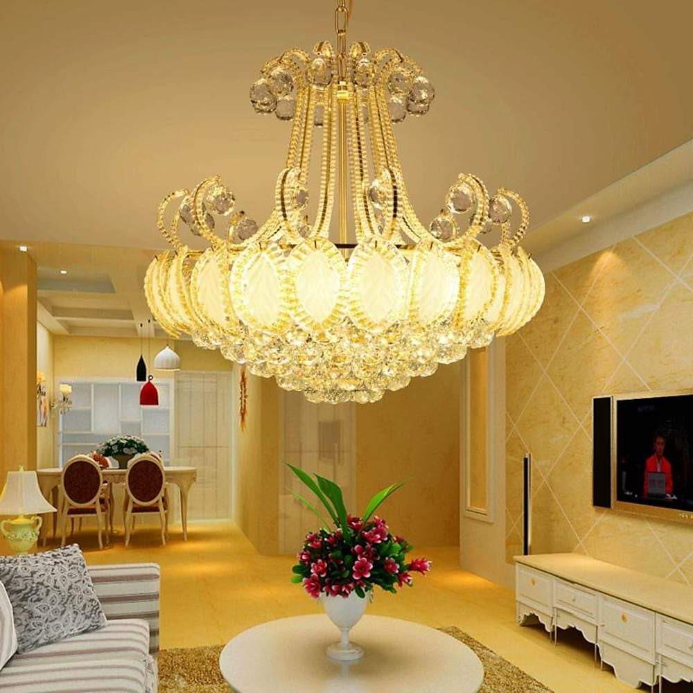 8 Light Modern Gold Silver Vintage Crystal Chandeliers For Living Room
