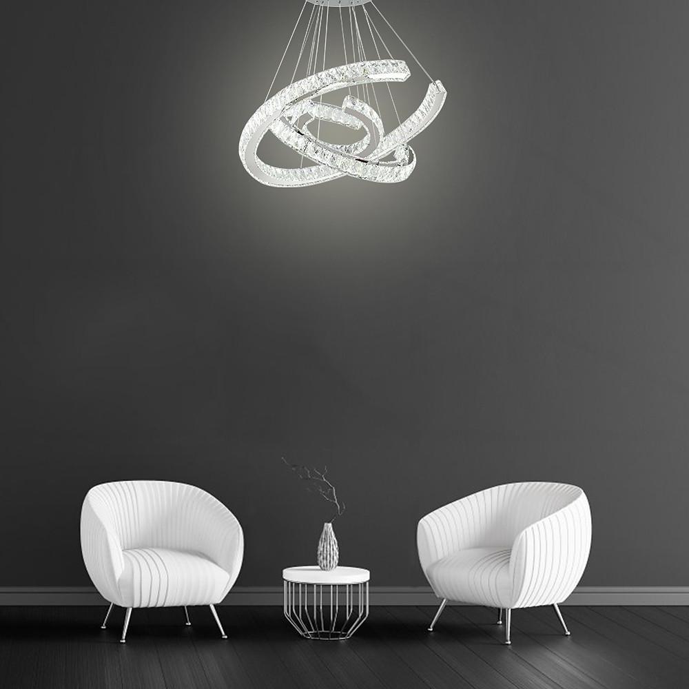 Lumina Wave Crystal LED Chandelier in Stainless Steel
