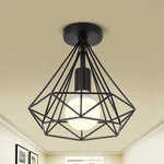 1 Light Mini Metal Geometric Caged Led Retro Flush Mount Lighting Ceiling Lights