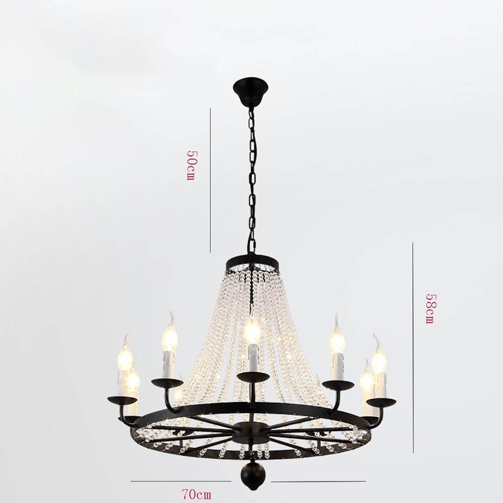 Empire Wagon Wheel Chandelier 8 10 12 Candle Lights 20 Adjustable Chain Crystal Accents