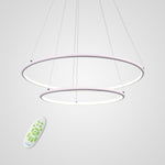 Modern Led Chandelier Minimalist 2 Ring Geometric Lights With Adjustable Height