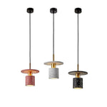Terrazzo Inspired Cement Cylinder Led Pendant Lights Modern Island Lighting