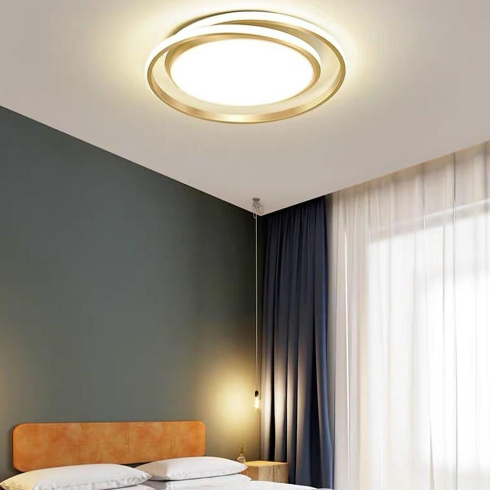 Lumina Circle LED Flush Mount Ceiling Light in Black and Gold for Modern Bedrooms