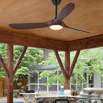 Retro Solid Wood Ceiling Fan with Dimmable LED Light and Remote Control