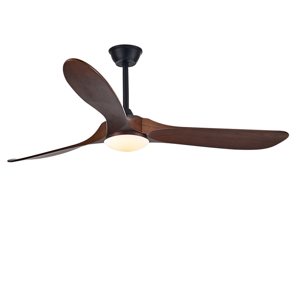Retro Solid Wood Ceiling Fan with Dimmable LED Light and Remote Control