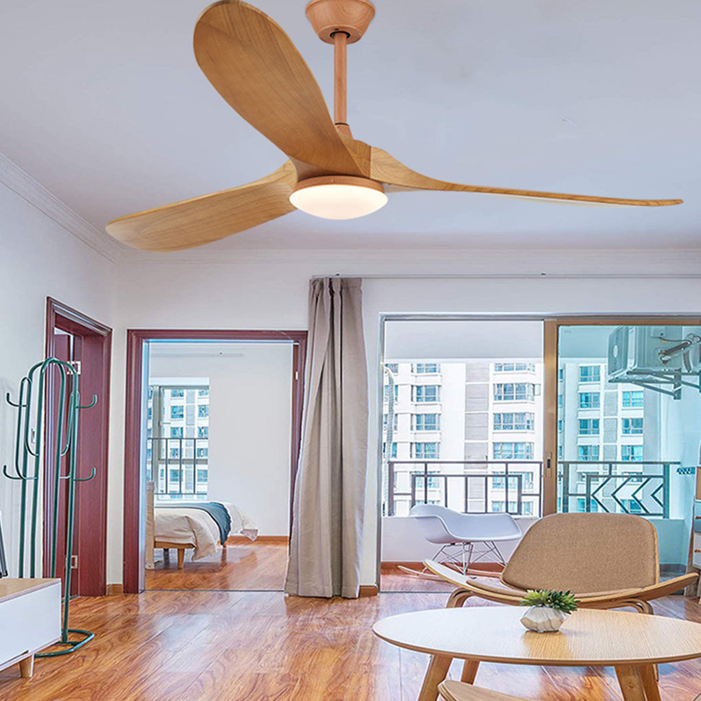 Retro Solid Wood Frequency Conversion Silent Dimming Ceiling Fan With Lights