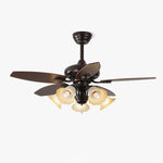 Blossom Breeze Ceiling Fan Light with Wood Blades and Glass Shades