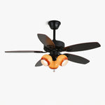 Sienna Breeze Ceiling Fan with Light – Walnut Wood Blades & Amber Glass