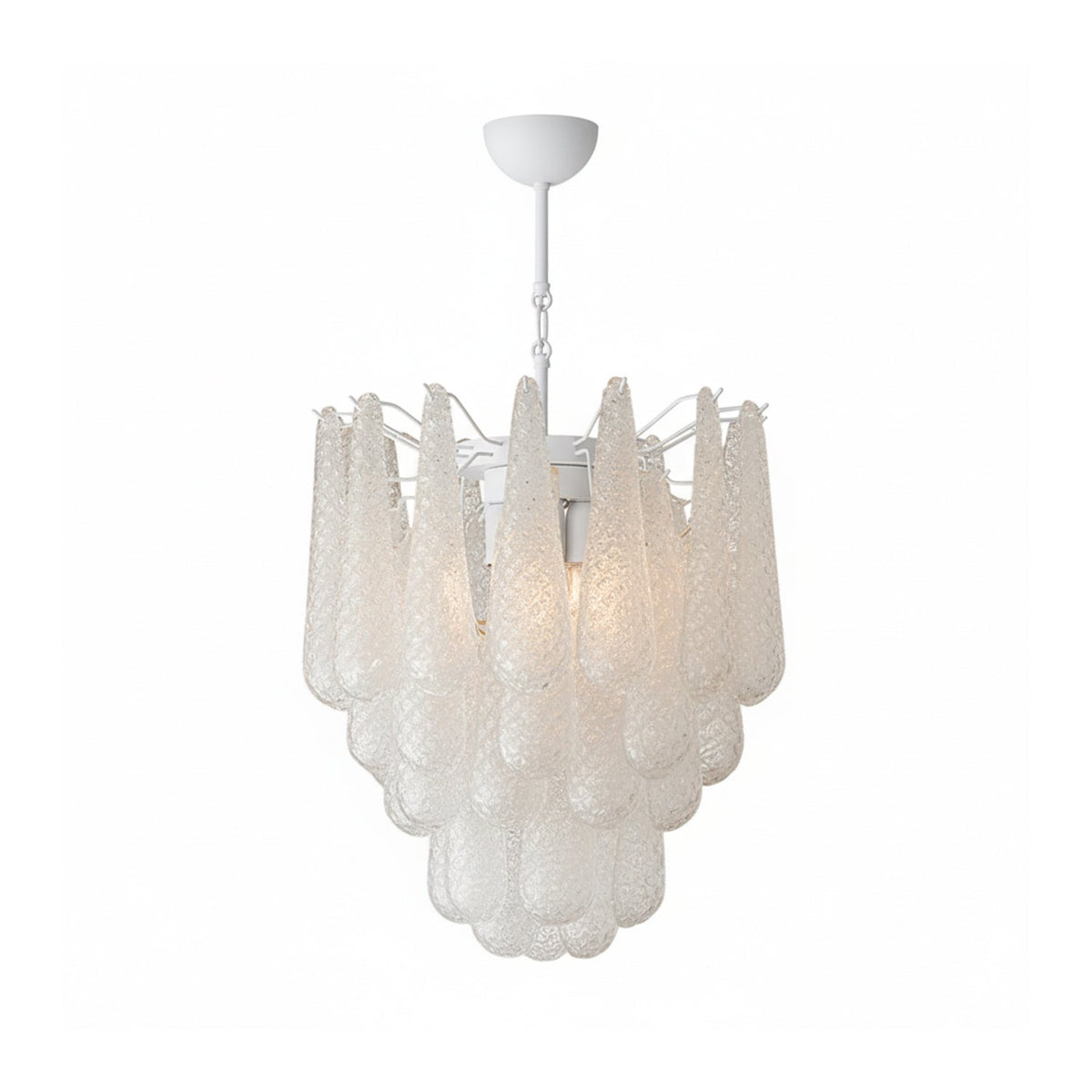 Viola Drop Chandelier – Hand-Blown Murano Glass Pendant Light in Gold Finish