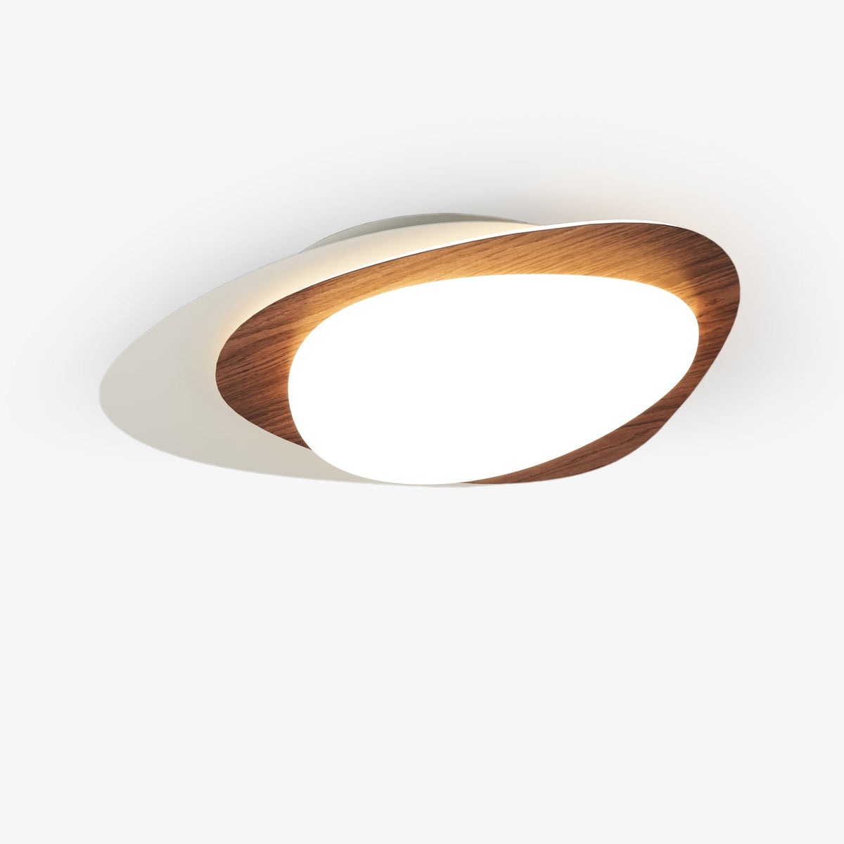 Stellar Orbit Ceiling Light — Modern Walnut LED Flush Mount