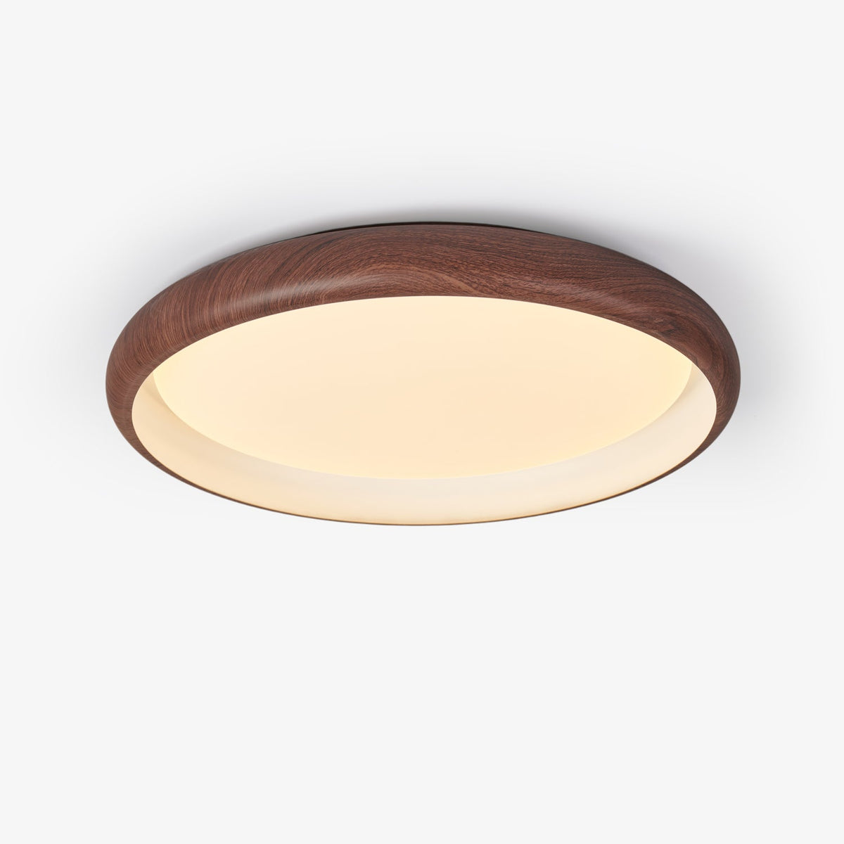 Valencia Walnut LED Flush Mount Ceiling Light, Modern Wood Grain Design
