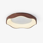 Mirage Wave Flush Mount Ceiling Light in Walnut Woodgrain Finish