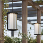 Cylinder Lantern Outdoor Pendant & Lawn Light with Solar or Hardwired Power