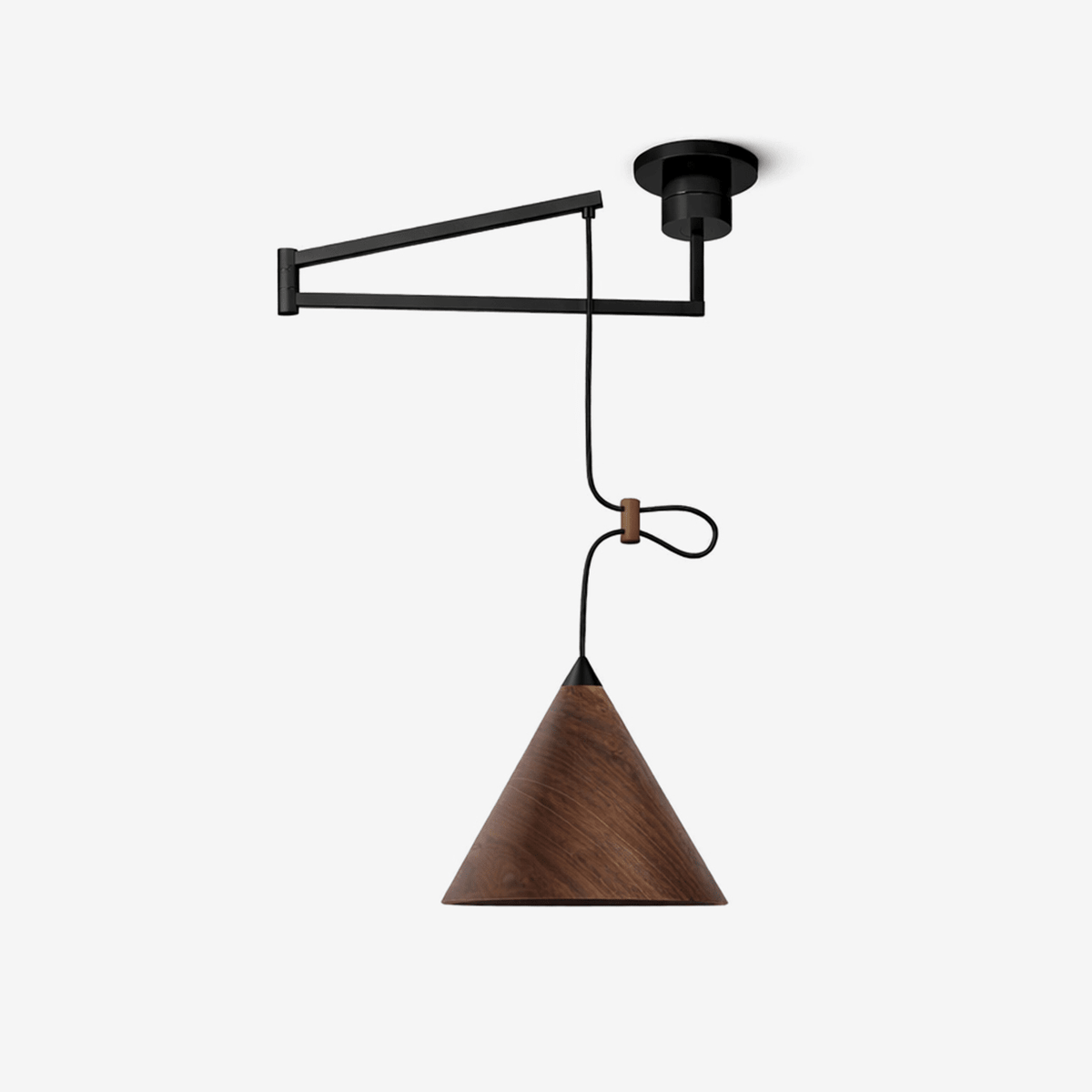 Axion Swing Pendant Light – Modern Wood & Metal Adjustable Ceiling Lamp